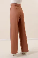 Yandan Cepli Yün Efektli Palazzo Pantolon