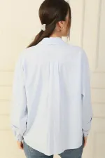 Taş Zımba Detaylı Keten Gömlek