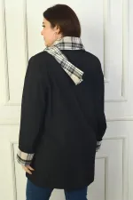 Women's Double-Breasted Trench Coat with Concealed Front Buttons and Pockets