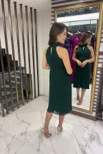 Komple Piliseli Astarlı Şifon Elbise