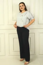 Pantalon en mousseline grande taille avec taille élastique et doublure