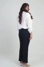 Pantalon palazzo grande taille en crêpe tricoté extensible à taille élastique pour femme