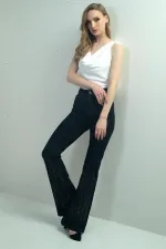 Kadın Taş Detaylı İspanyol Paça Likralı Kot Pantolon