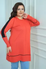 Blouse tunique grande taille pour femme avec manches rayées