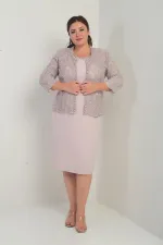 Robe sans manches pour femme, veste en tulle ornée de sequins et de perles, doublée, ensemble deux pièces grandes tailles