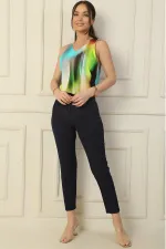 Yüksek Bel Sahte Yan Cepli Pantolon