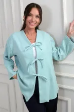 Gilet en cachemire 3 fils pour femme avec devant en dentelle