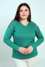 Chemisier en maille grande taille à imprimé pierre et col en V pour femme