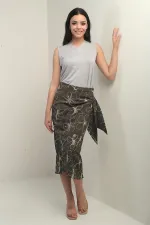 Jupe midi à cordon et nœuds latéraux pour femme