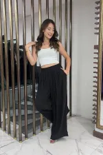 Women's Lyocell Palazzo Pants with Elastic Waist and Pockets