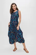 Ethnic Pattern Asymmetric Viscose Dress