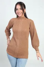 Pull tunique de sport à col bas et motif tricoté