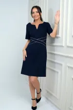 Kadın Kendinden Telalı Biyeli Önü Fermuar Detaylı Kısa Elbise