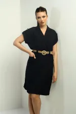 Women's Dress with Patch Pockets and Belt Waist
