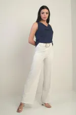 Kadın Scuba Krep Likralı Palazzo Pantolon