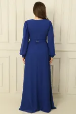 Wrap-Neck, Belted Waist, Lined, Plus Size Long Hijab Dress