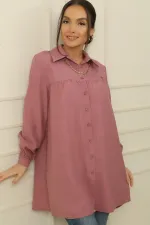 Shirt with a Front Yoke and a Chain Necklace