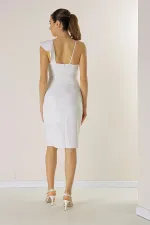 One Shoulder Front Slit Evening Dress