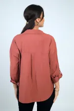 Kadın Kol Katlamalı Lyocell Gömlek