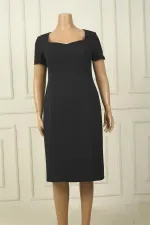 Robe en crêpe doublée à manches courtes pour femme, grande taille