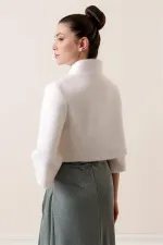 Veste boléro en fourrure thaïlandaise doublée à double boutonnage