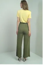 Women's Muslin Palazzo Pants with Elastic Waist and Pockets