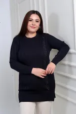 Tunique grande taille pour femme avec détail de pierre sur le côté
