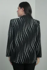 Kadın Zincir Puantiyeli Uzun Kol  Kruvaze Yaka Ceket B.B. İkili Takım