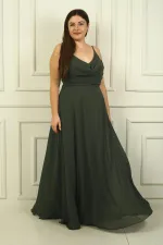 Robe longue en mousseline de soie grande taille pour femme, drapée sur le devant, avec bretelles en corde et doublure