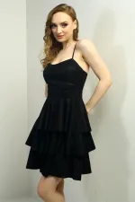 Robe courte à bretelles scintillantes et superposées pour femme