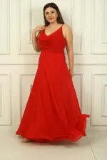 Robe longue en mousseline de soie grande taille pour femme, drapée sur le devant, avec bretelles en corde et doublure