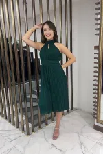 Komple Piliseli Astarlı Şifon Elbise