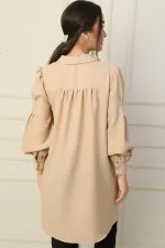 Yaka Ve Kolları Taş Detaylı Patlı Gömlek