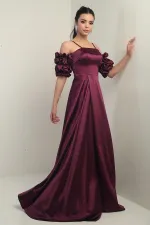Robe longue en satin pour femme, à fines bretelles, doublée, manches montées et poches