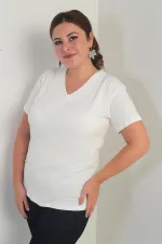 Women's V-Neck Lycra Plus Size Blouse