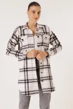 Chemise tunique à carreaux à double poche