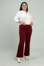 Pull-over en crêpe tricoté Lycra à taille élastique et longueur large pour femme, grandes tailles, pantalon palazzo