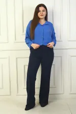 Pantalon palazzo grande taille pour femme avec taille élastique