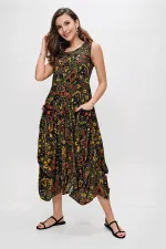 Ethnic Pattern Asymmetrical Viscose Dress
