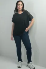 Jean taille haute à jambes droites en lycra pour femme, grandes tailles