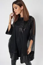 Sequin Detail Mesh Two-Piece Set