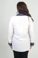 Chemise en lyocell grande taille pour femme avec application en denim brodée sur le devant