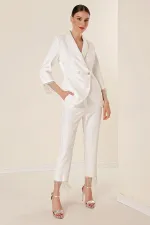 2-Piece Set of Lined Jacket and Pocket Trousers with Stone Chain Detail on Collar and Sleeves