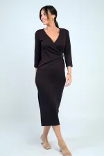 Robe midi portefeuille pour femme avec boucle et fente