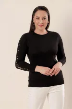 Kol Detaylı Büyük Beden Akrilik Kazak