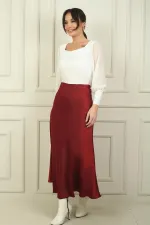 Women's Long Satin Skirt with Elastic Waist