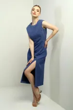 Robe midi à ourlet intégré et fente sur le devant pour femme