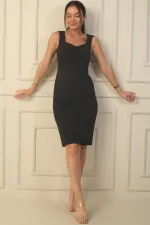 Thick Strap Lined Crepe Short Dress