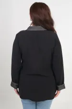 Kadın Önü Nakış İşlemeli Kot Aplikeli Büyük Beden Lyocell Gömlek