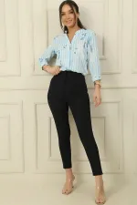 Pantalon en lycra taille haute et coupe slim